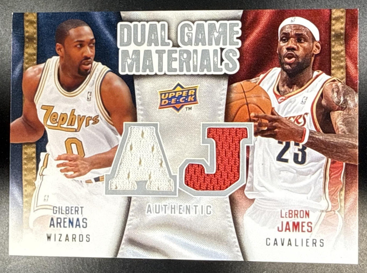 2009 UPPER DECK GILBERT ARENAS LEBRON JAMES #DG-AJ DUAL GAME MATERIALS