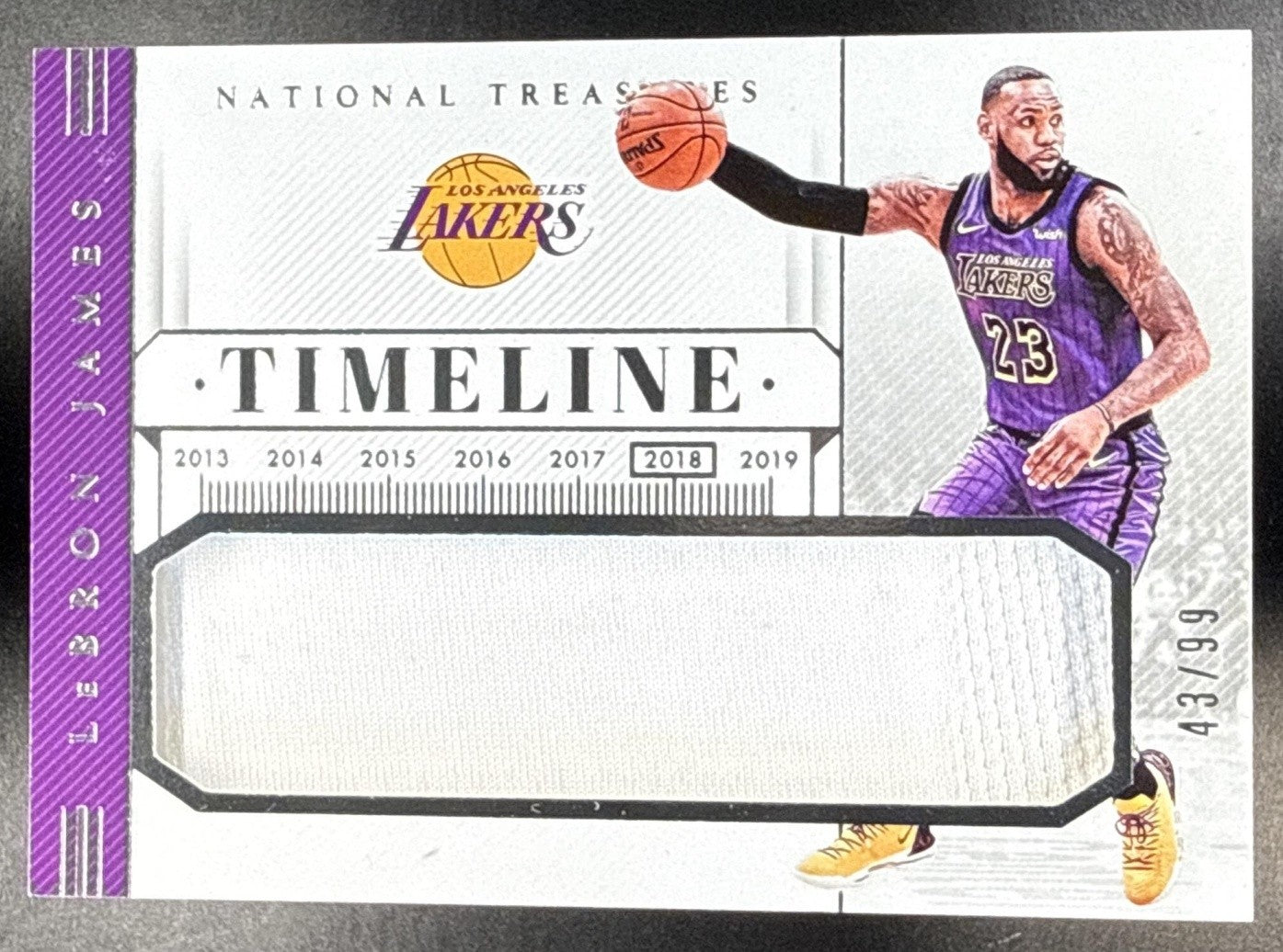 2018 PANINI NATIONAL TREASURES LEBRON JAMES #TM-LBJ TIMELINE MATERIALS /99