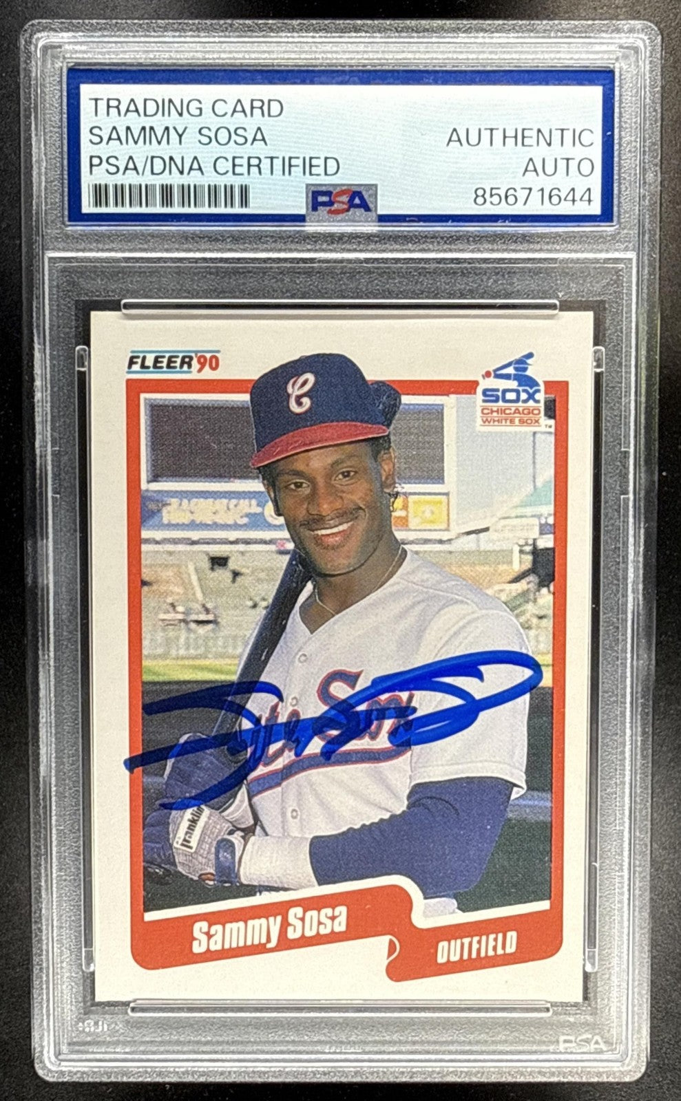 1990 FLEER SAMMY SOSA #548 RC WHITE SOX PSA DNA AUTO