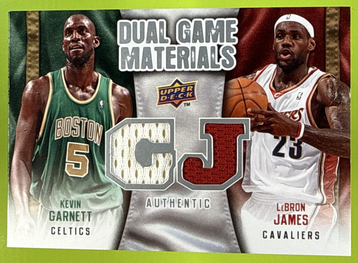 2009-10 UPPER DECK KEVIN GARNETT LEBRON JAMES #DG-GJ DUAL GAME MATERIALS HAWKS