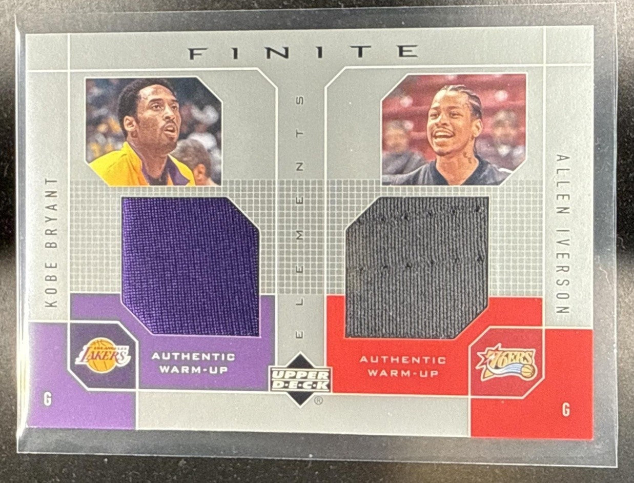 2002 UPPER DECK FINITE KOBE BRYANT ALLEN IVERSON #KB/AI ELEMENTS DUAL WARM UPS
