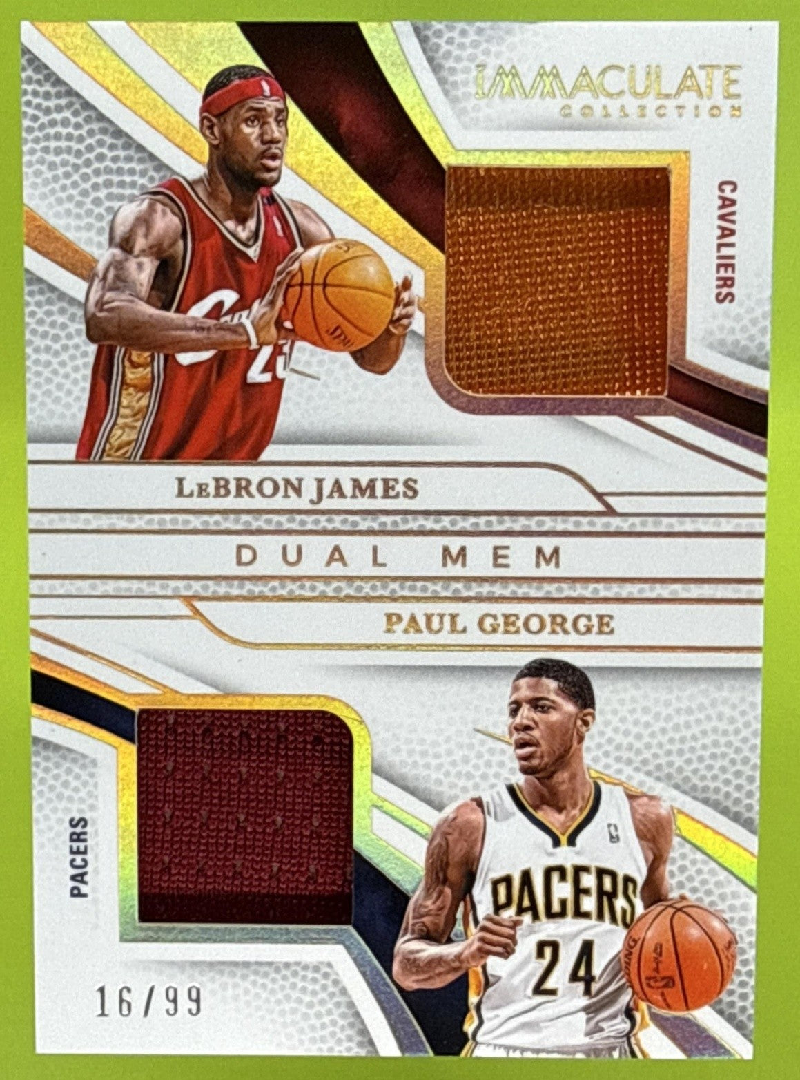 2024 PANINI IMMACULATE COLLECTION LEBRON JAMES PAUL GEORGE #25 DUAL PATCH /99