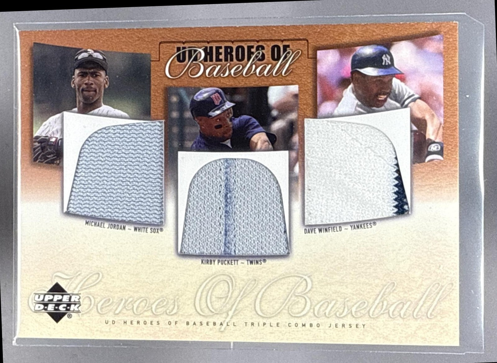 2001 UPPER DECK PROSPECT MICHAEL JORDAN IRBY PUCKETT DAVE WINFIELD #J-JPW PATCH