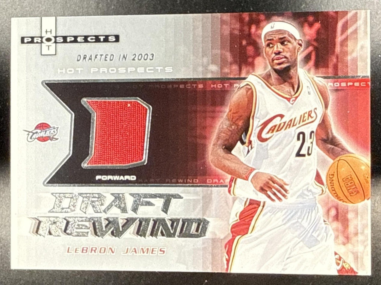 2006 FLEER HOT PROSPECTS LEBRON JAMES #DR-JA DRAFT REWIND MEMORABILIA /50