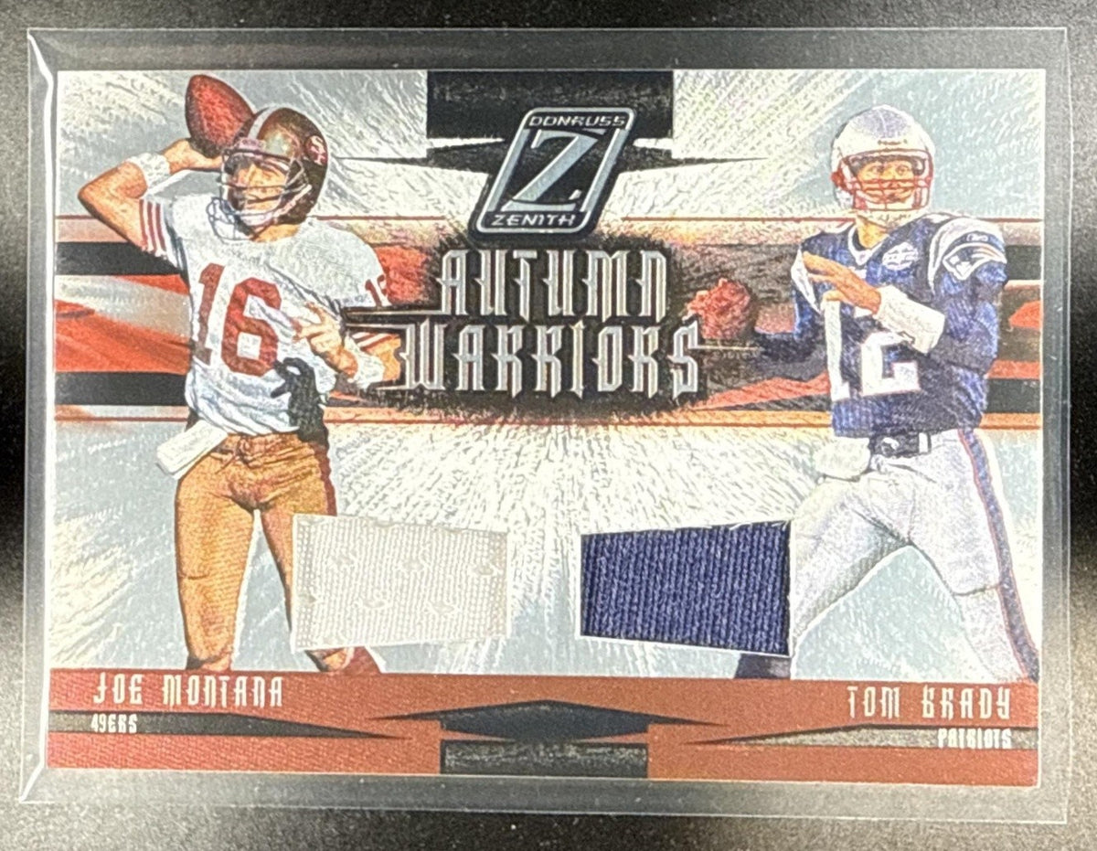 2005 DONRUSS ZENITH JOE MONTANA TOM BRADY #AW-10 AUTUMN WARRIORS SILVER