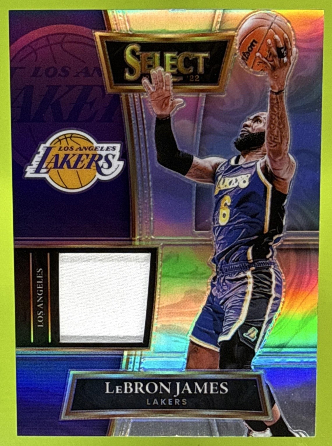 2021-22 PANINI SELECT LEBRON JAMES #SS-LBJ SELECTIVE SWATCHES MEM LAKERS
