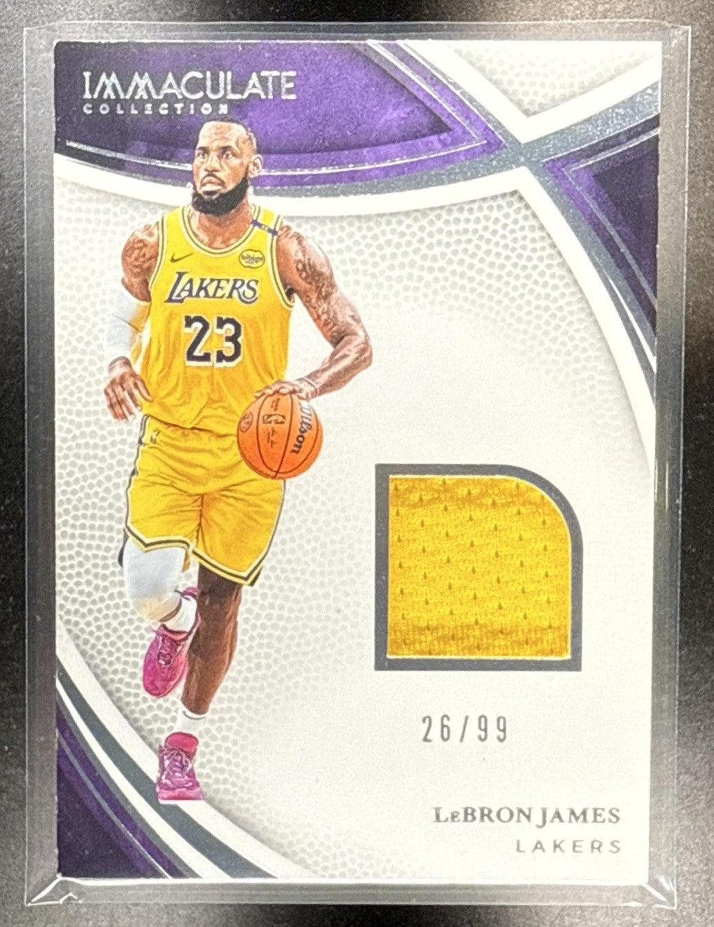 2023-24 PANINI IMMACULATE LEBRON JAMES #SWA-LBJ SWATCHES 26/99 PATCH LAKERS