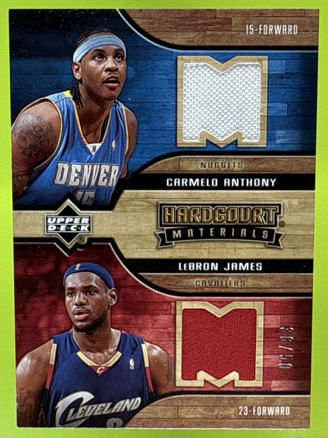 2006 UPPER DECK HARDCOURT LEBRON JAMES CARMELO ANTHONY #HD-JA MATERIALS DUAL /50