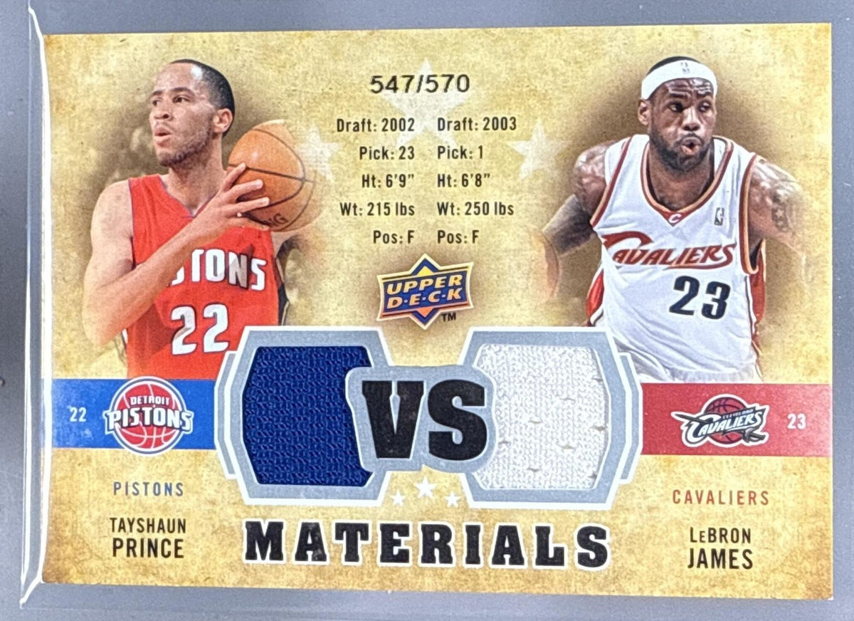 2009-10 UPPER DECK LEBRON JAMES TAYSHAUN PRINCE #VS-PJ VS MATERIALS /570 ROCKETS