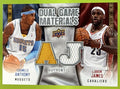 2009-10 UPPER DECK LEBRON JAMES CARMELO ANTHONY #DG-JA DUAL GAME MATERIALS HAWKS