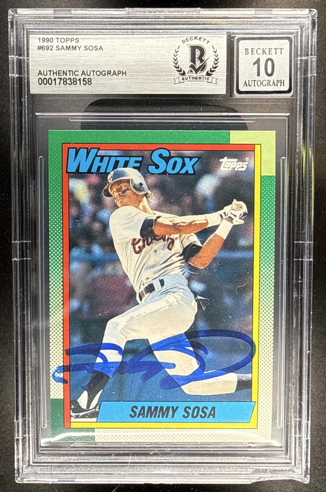1990 TOPPS SAMMY SOSA #692 - RC WHITE SOX BGS AUTHENTIC AUTO