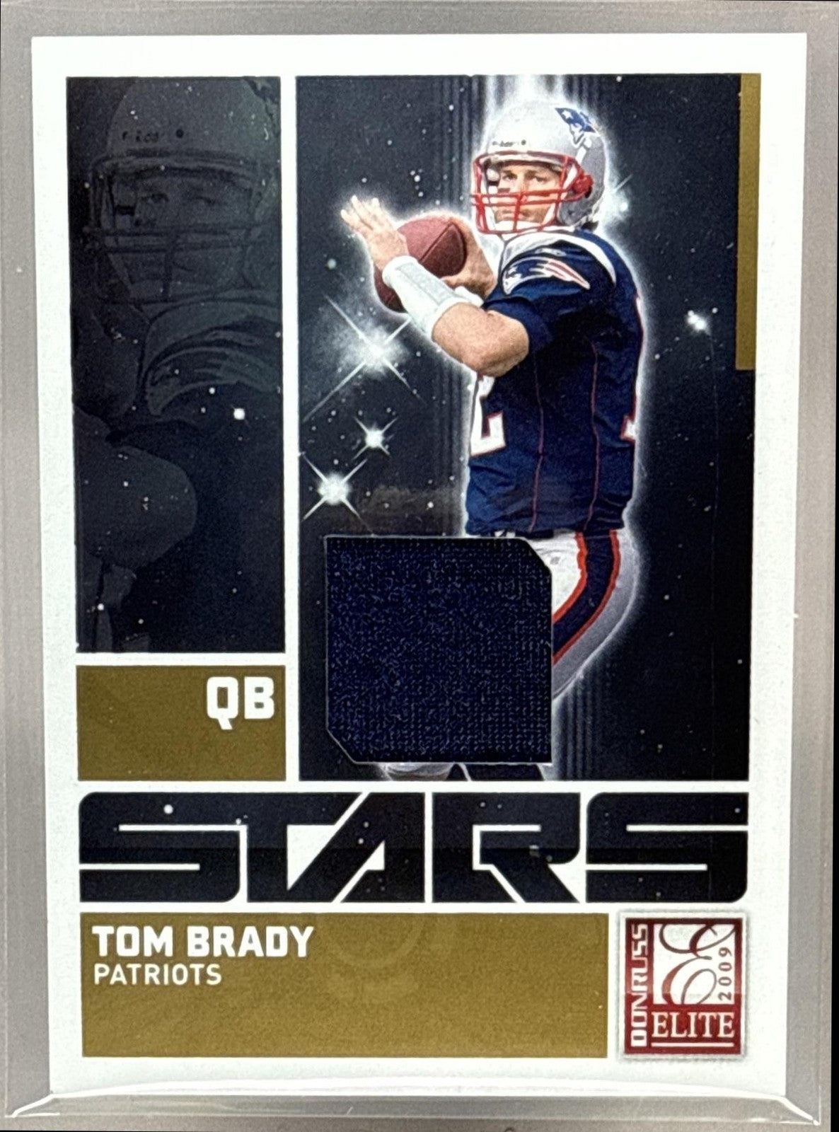2009 PANINI DONRUSS ELITE TOM BRADY #22 STARS GOLD /299 GAME USED PATCH PATRIOTS