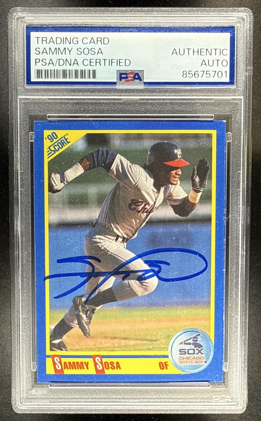 1990 SCORE SAMMY SOSA #558 RC WHITE SOX PSA DNA AUTO