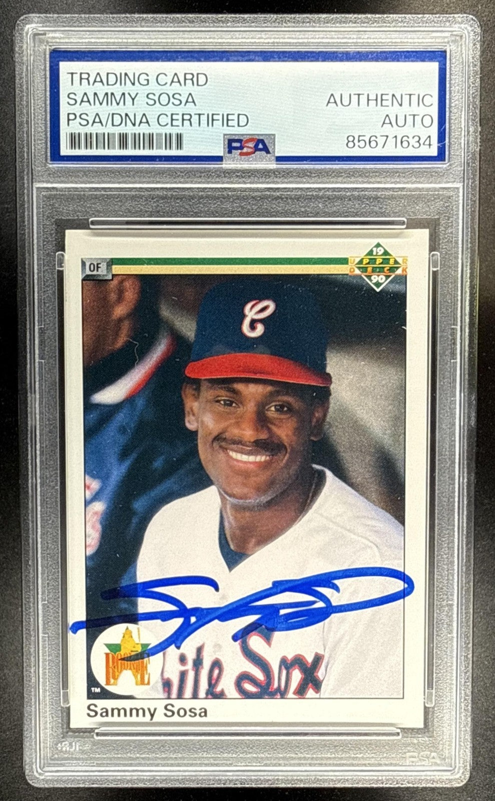 1990 UPPER DECK SAMMY SOSA #17 RC WHITE SOX PSA DNA AUTO