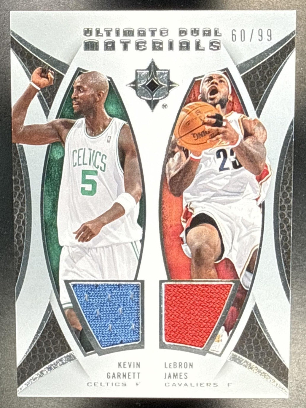2007 UPPER DECK ULTIMATE COLLECTION GARNETT LEBRON JAMES #DUM-GJ DUAL PATCH /99