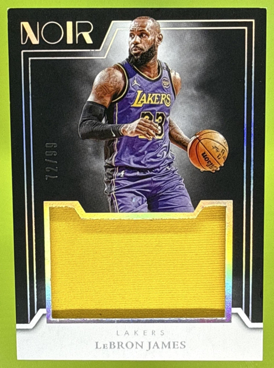 2024 PANINI NOIR LEBRON JAMES #3 JUMBO MATERIAL 72/99 LAKERS