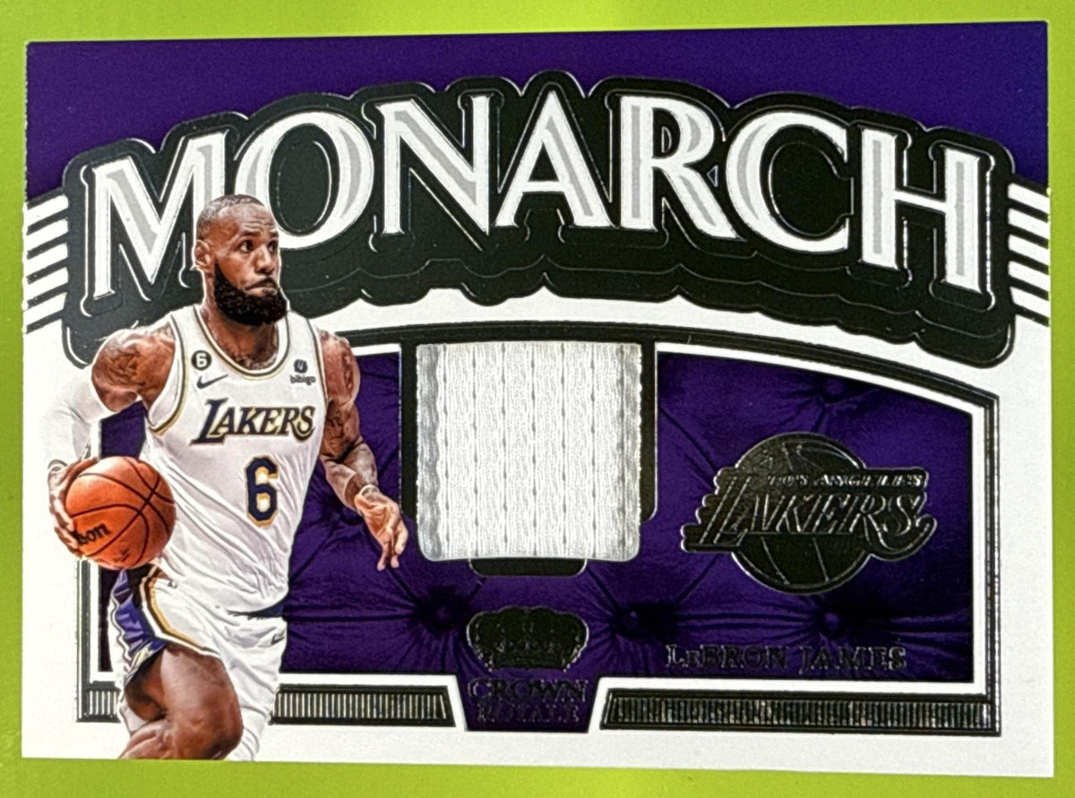 2022-23 PANINI CROWN ROYALE LEBRON JAMES #MM-LBJ MONARCH MEMORABILIA MEM LAKERS