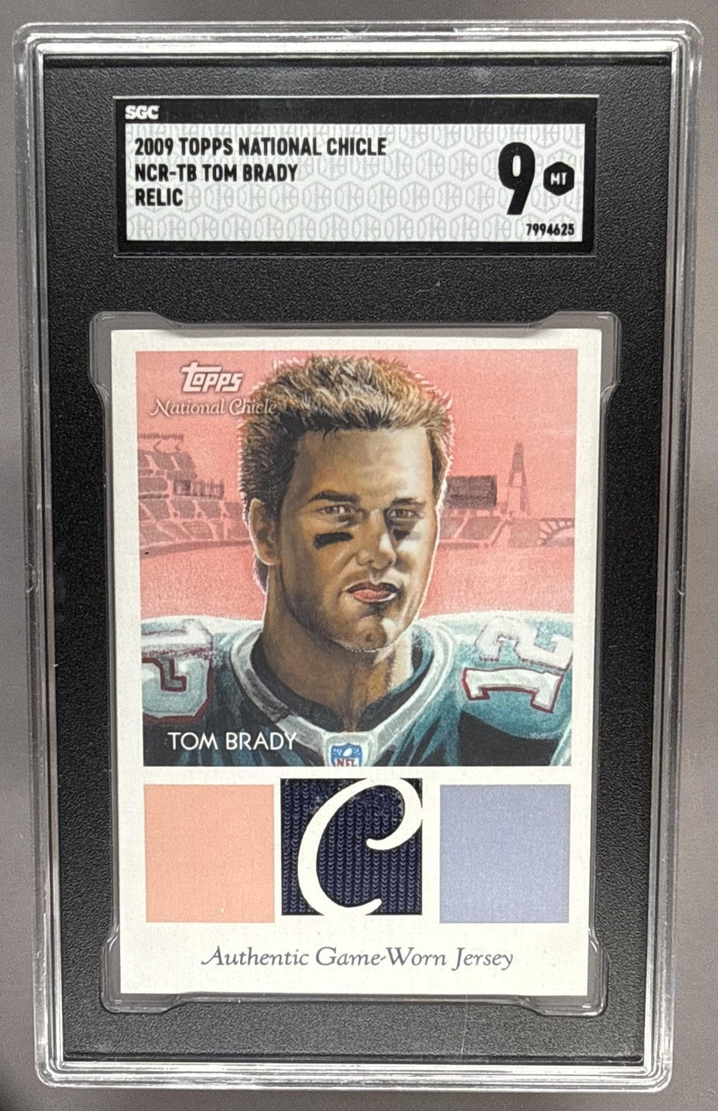 2009 Topps NSCC #NCR-TB TOM BRADY GAME USED PATCH SGC 9