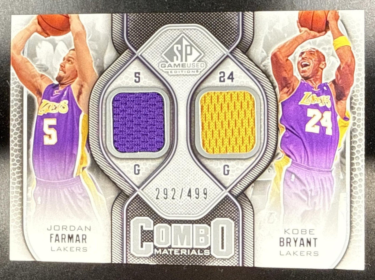 2009 SP GAME USED JORDAN FARMAR KOBE BRYANT #CM-FB COMBO MATERIALS 35/35 PATCH