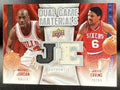 2009-10 UPPER DECK MICHAEL JORDAN JULIUS ERVING #DG-JE DUAL GAME MATERIALS HAWKS