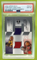 2002 UPPER DECK KOBE BRYANT JAY WILLIAMS #KB/JW UD GAME JERSEY COMBOS PSA 8