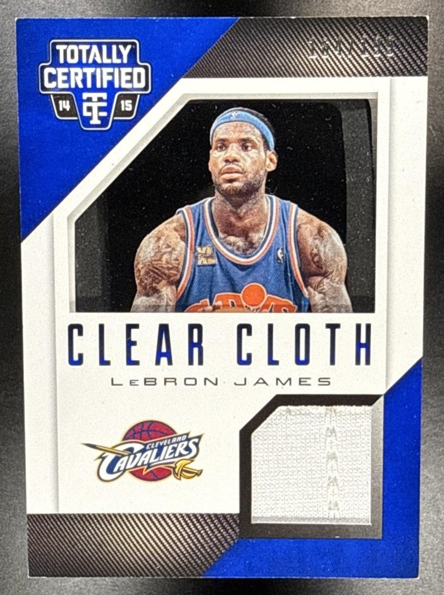 2014 PANINI TOTALLY CERTIFIED LEBRON JAMES #2 CLEAR CLOTH JERSEYS RED /299
