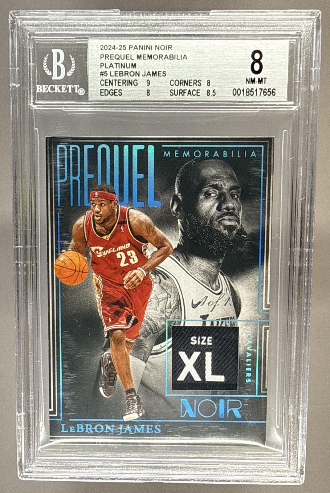 2024 PANINI NOIR LEBRON JAMES #5 BOX OFFICE MEMORABILIA PLATINUM 1/1 BGS 8